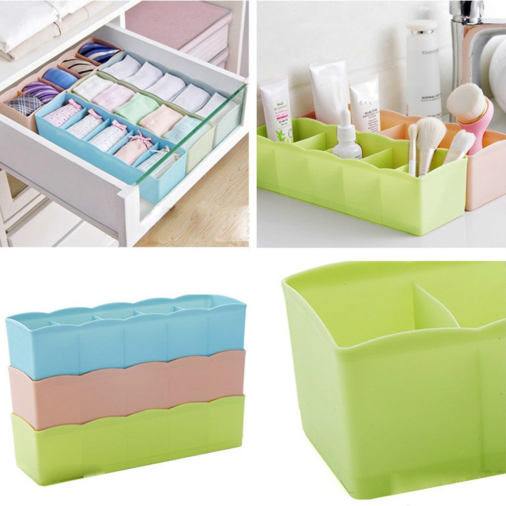 Multi-colored tray with clear plastic and dividers for organizing small beads. Multi-colored tray with clear plastic and dividers for organizing small beads.